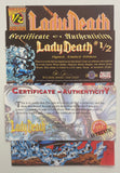 Lady Death #1/2 3 x Signed Certificate of Authenticity 1994